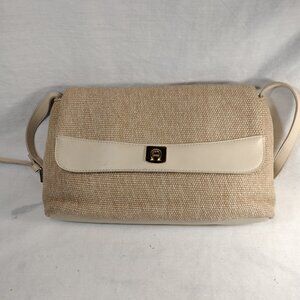 Vintage ETIENNE AIGNER Woven Jute Crossbody Shoulder Bag